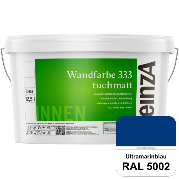 einzA Wandfarbe 333 tuchmatt (RAL 5002 Ultramarinblau) Hochdeckende, waschbeständige Wandfarbe