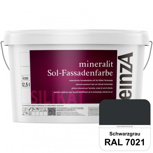 einzA mineralit Sol Fassadenfarbe (RAL 7021 Schwarzgrau) mineralische Fassadenfarbe mit Sol-Silikat