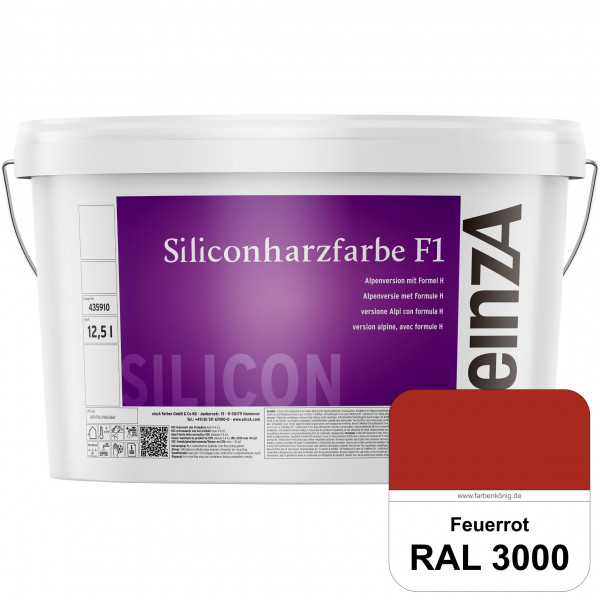 einzA Siliconharzfarbe F1 (RAL 3000 Feuerrot) Universal Siliconharz-Fassadenfarbe, kalkmatt, wetterb