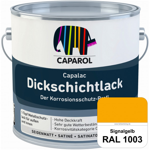 Capalac Dickschichtlack (RAL 1003 Signalgelb) 1-Topf Metallschutzlack (löselmittelhaltig) innen & au