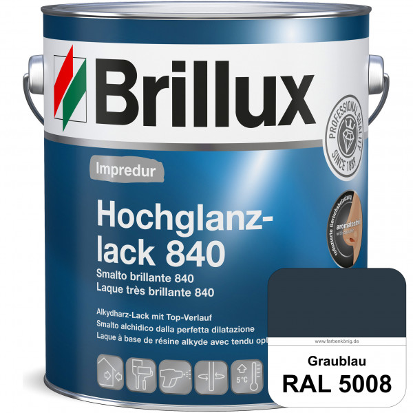 Impredur Hochglanzlack 840 (RAL 5008 Graublau) für Holz- und Metallflächen (löselmittelhaltig) innen