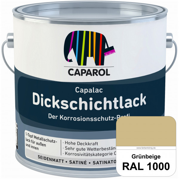 Capalac Dickschichtlack (RAL 1000 Grünbeige) 1-Topf Metallschutzlack (löselmittelhaltig) innen & auß