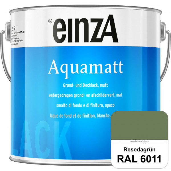 einzA Aquamatt (RAL 6011 Resedagrün) Wasserverdünnbare Vorstreichfarbe & matte Lackfarbe