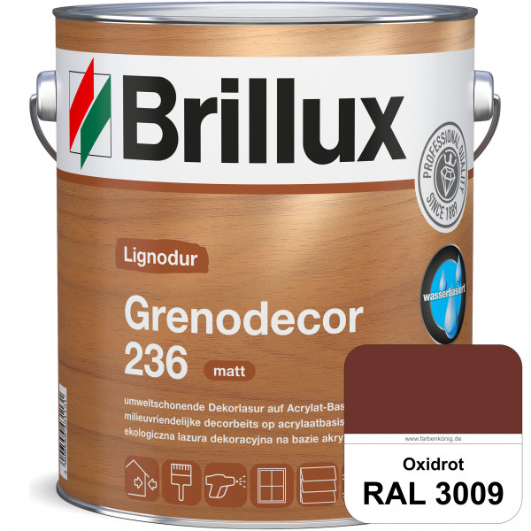 Grenodecor 236 (RAL 3009 Oxidrot) Umwelt- und gesundheitsschonende, diffusionsfähige Dekorlasur mit