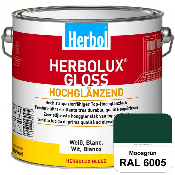 Herbolux Gloss (RAL 6005 Moosgrün) strapazierfähiger Top-Hochglanzlack (lösemittelhaltig) für innen