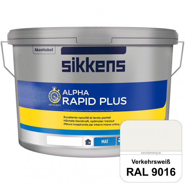 Alpha Rapid Plus (RAL 9016 Verkehrsweiß) Hochwertige & stumpfmatte Wandfarbe für mittlere Belastunge