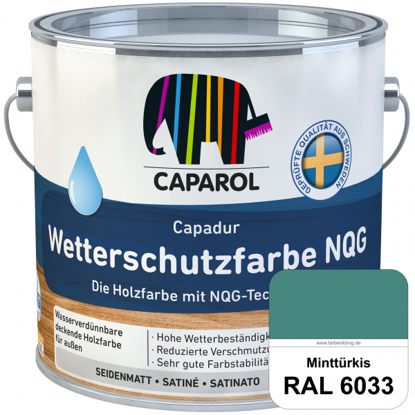 Capadur Wetterschutzfarbe NQG (RAL 6033 Minttürkis) Holzfarbe mit NQG-Technologie wasserbasiert für