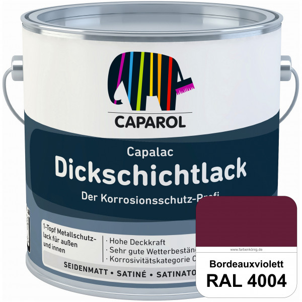 Capalac Dickschichtlack (RAL 4004 Bordeauxviolett) 1-Topf Metallschutzlack (löselmittelhaltig) innen