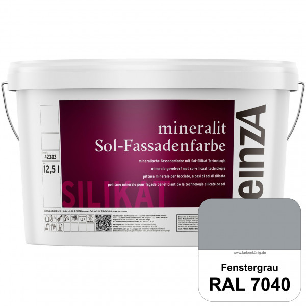 einzA mineralit Sol Fassadenfarbe (RAL 7040 Fenstergrau) mineralische Fassadenfarbe mit Sol-Silikat