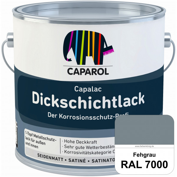 Capalac Dickschichtlack (RAL 7000 Fehgrau) 1-Topf Metallschutzlack (löselmittelhaltig) innen & außen