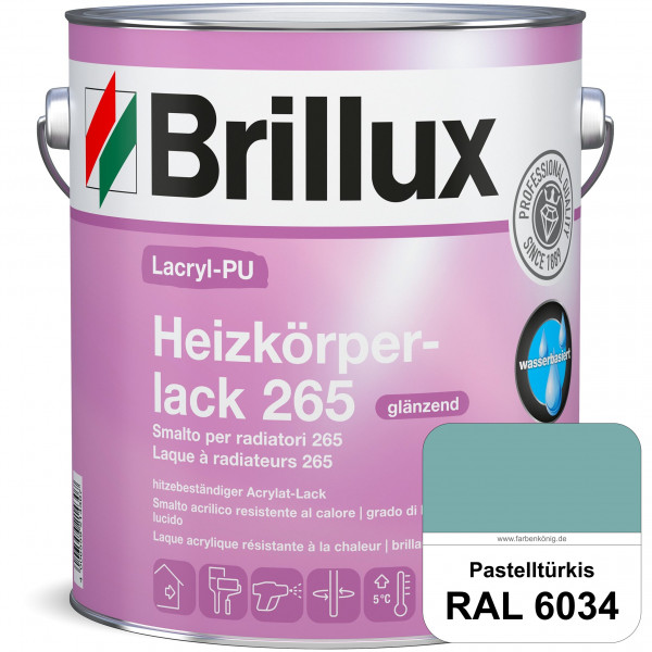 Lacryl-PU Heizkörperlack 265 (RAL 6034 Pastelltürkis) vergilbungsresistenter & wasserbasierter Heizk