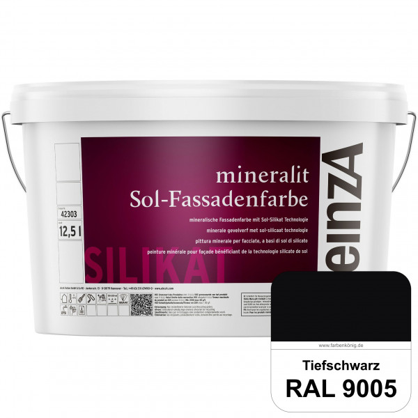 einzA mineralit Sol Fassadenfarbe (RAL 9005 Tiefschwarz) mineralische Fassadenfarbe mit Sol-Silikat