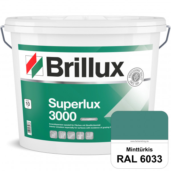 Superlux 3000 (RAL 6033 Minttürkis) hoch deckende stumpfmatte Innen-Dispersionsfarbe - streiflichtun