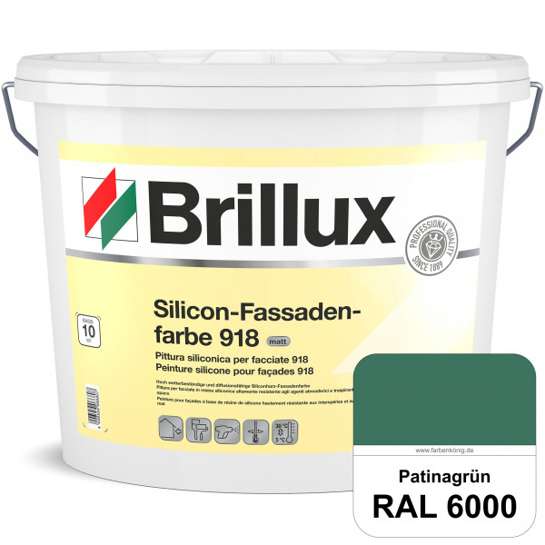 Silicon-Fassadenfarbe 918 (RAL 6000 Patinagrün) matt, hoch wetterbeständig und wasserabweisend