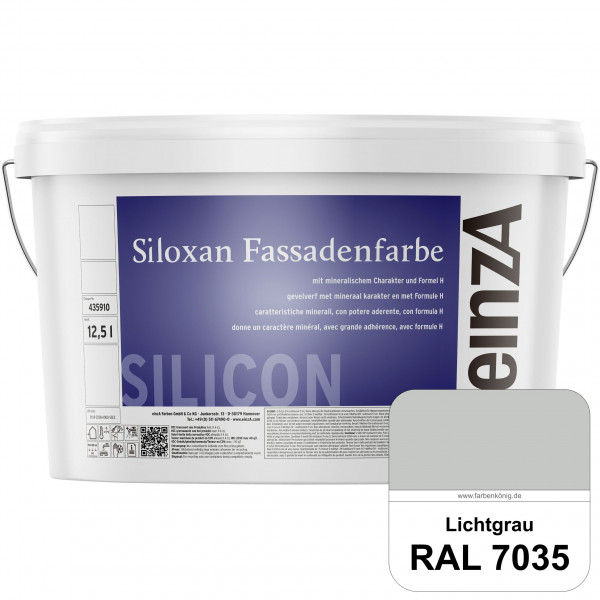 einzA Siloxan Fassadenfarbe (RAL 7035 Lichtgrau) Siliconvergütete Fassadenfarbe