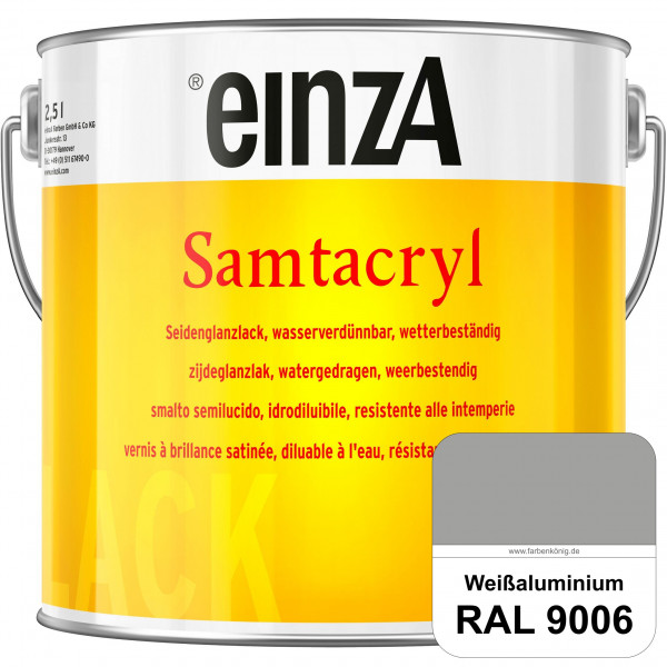 einzA Samtacryl (RAL 9006 Weißaluminium) wetterbeständige seidenglänzende Acryl-PU-Lackfarbe