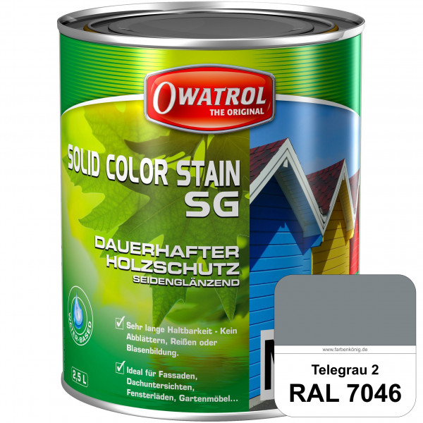 Solid Color Stain SG (RAL 7046 Telegrau 2) deckende und seidenglänzende Wetterschutzfarbe außen